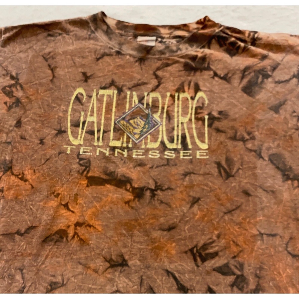 vintage 90s GATLINBURG‎ TENNESSEE ALL-OVER LEAF PRINT T-Shirt LARGE/XL nature